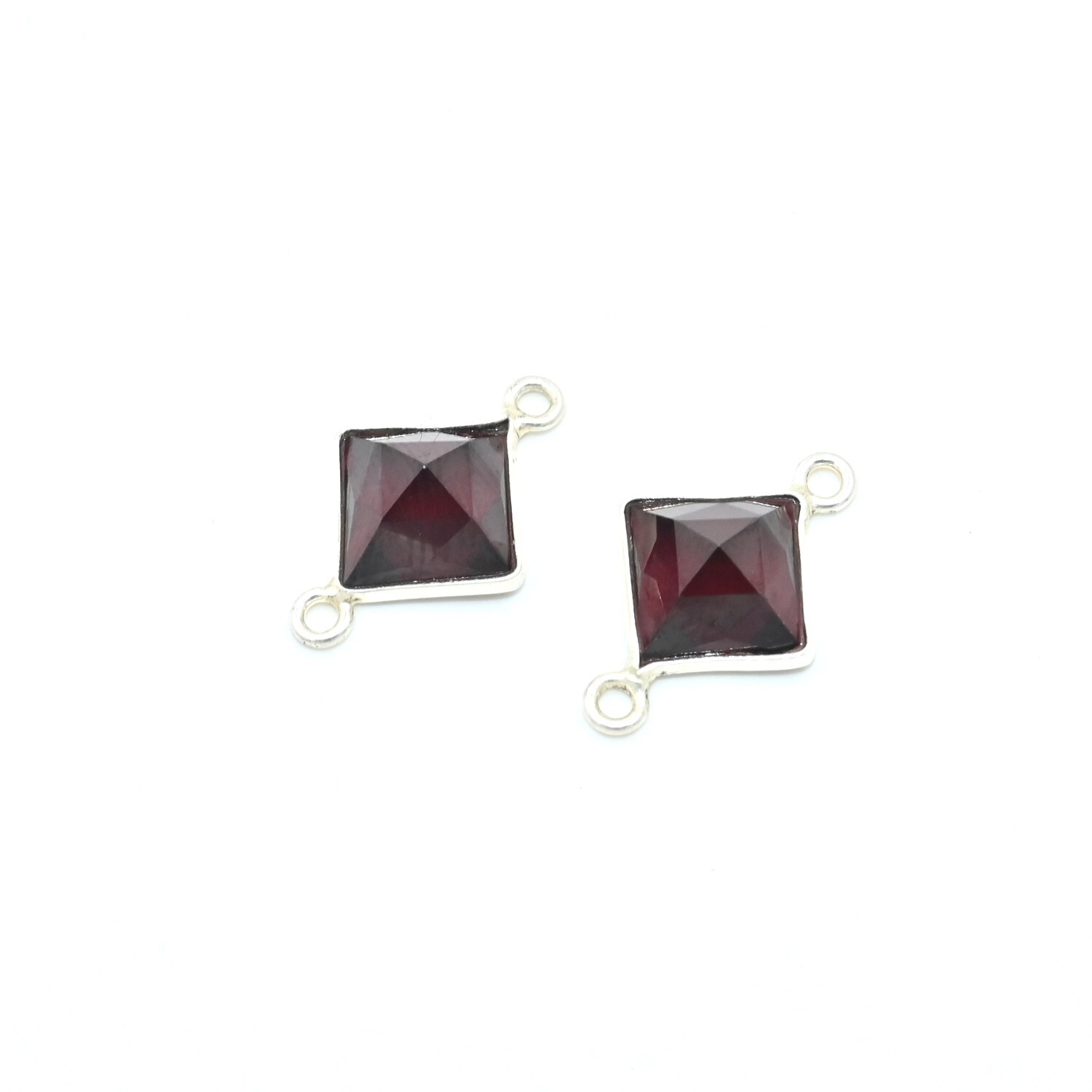 Wholesale Garnet Faceted Square Shape Connector Loose Gemstone For Jewelry Tools