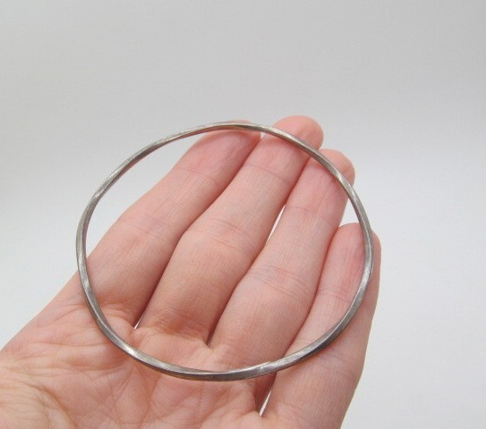 925 Sterling Silver Thailand Curved Subtle Twist 2.25mm Layer Bangle Bracelet