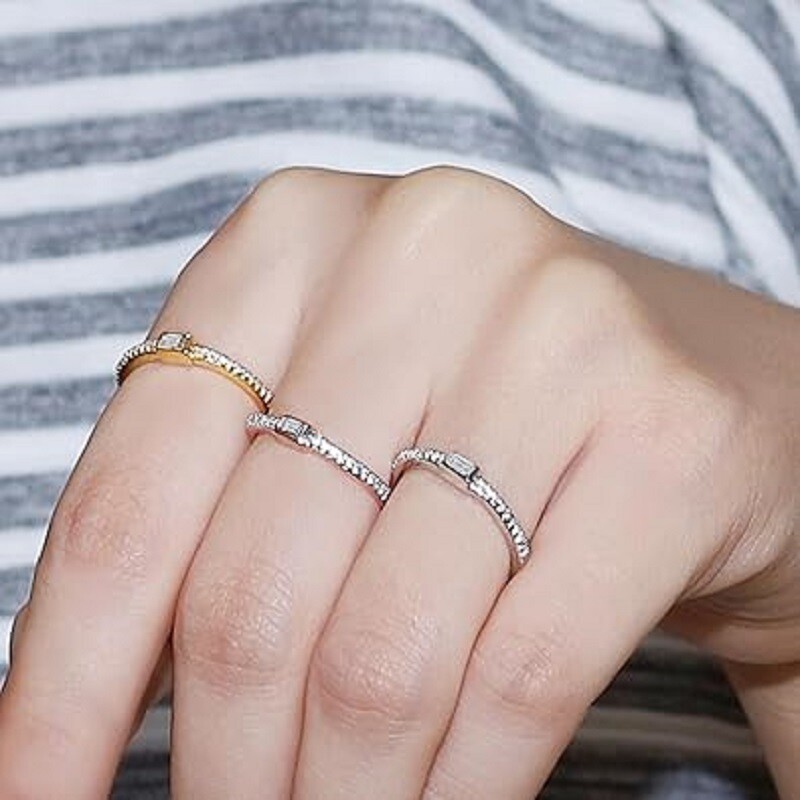 1/10ct Taper & Round Cut Diamond Stackable Band Ring 14k Gold plated Sterling
