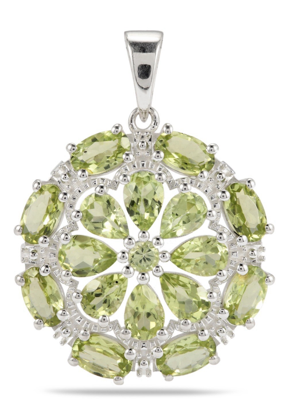 Gemporia Not-Enhanced Peridot Flower Pendant • Sterling Silver • BNWT Birthstone
