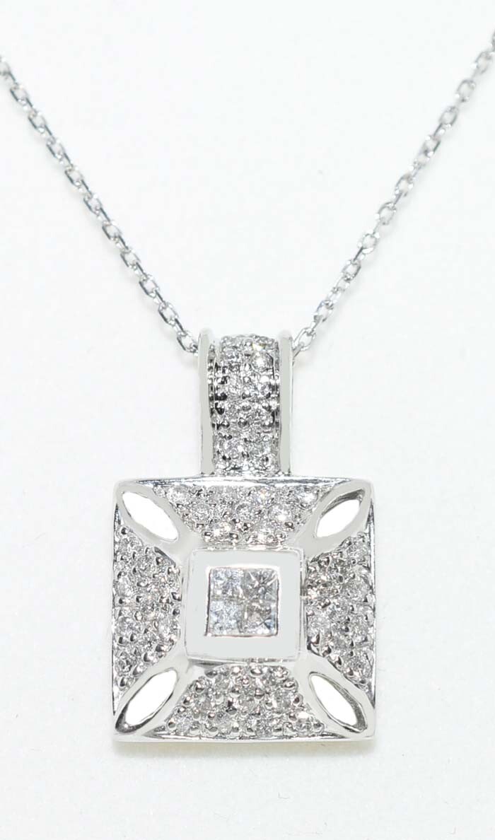 GENUINE 1.10 Cts DIAMOND PENDANT 14K WHITE GOLD ** Free Shipping ** MADE IN USA