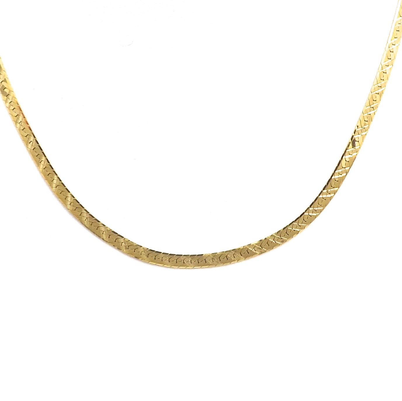 14k Gold Herringbone Link Chain Necklace Diamond Cut Sparkly 30in New