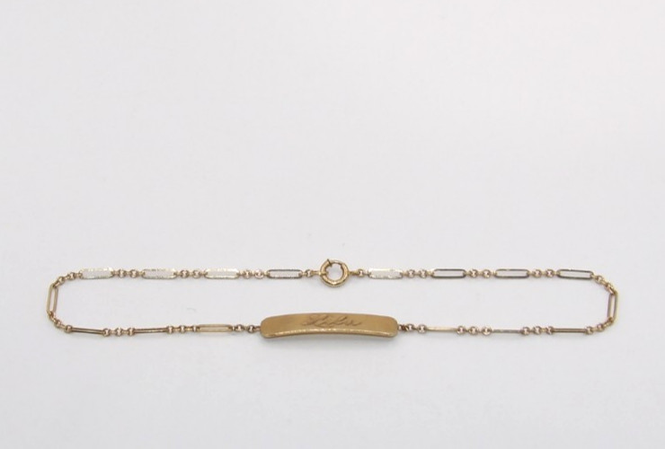 10K Solid Yellow Gold 8.75″ Figaro Link Bracelet / Anklet Monogrammed LILA 2.12g