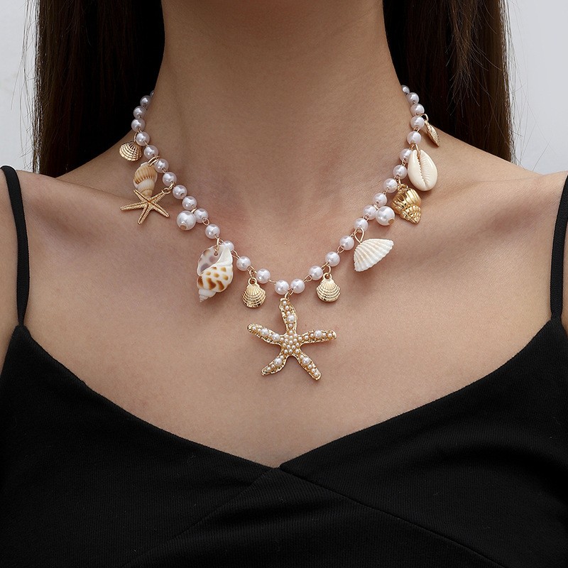 Bohemian Summer Beach Shell Necklace & Bracelet Set for Women