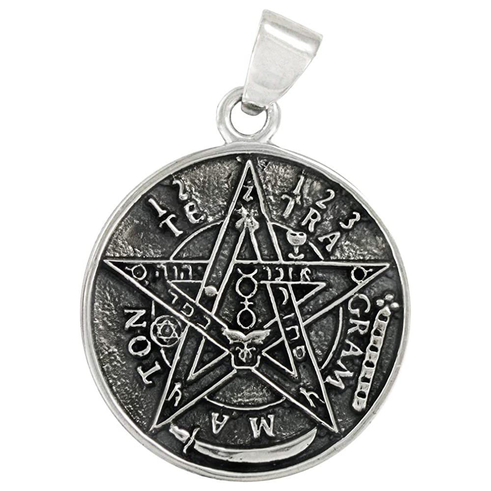 Sterling Silver Hermetic Tetragrammaton Pentagram Pendant Jewelry Wiccan Pagan
