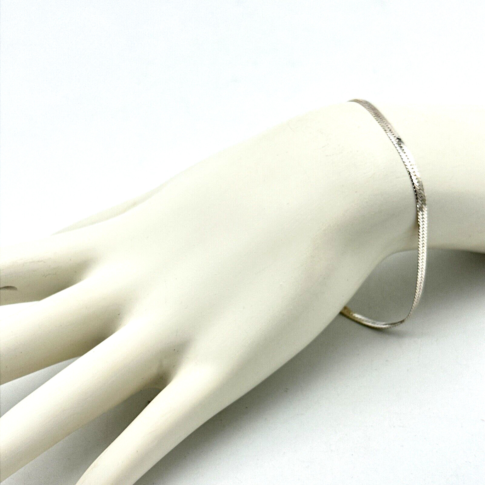 STERLING SILVER bracelet 3mm herringbone chain – 7″ made in Italy 2 grams PT