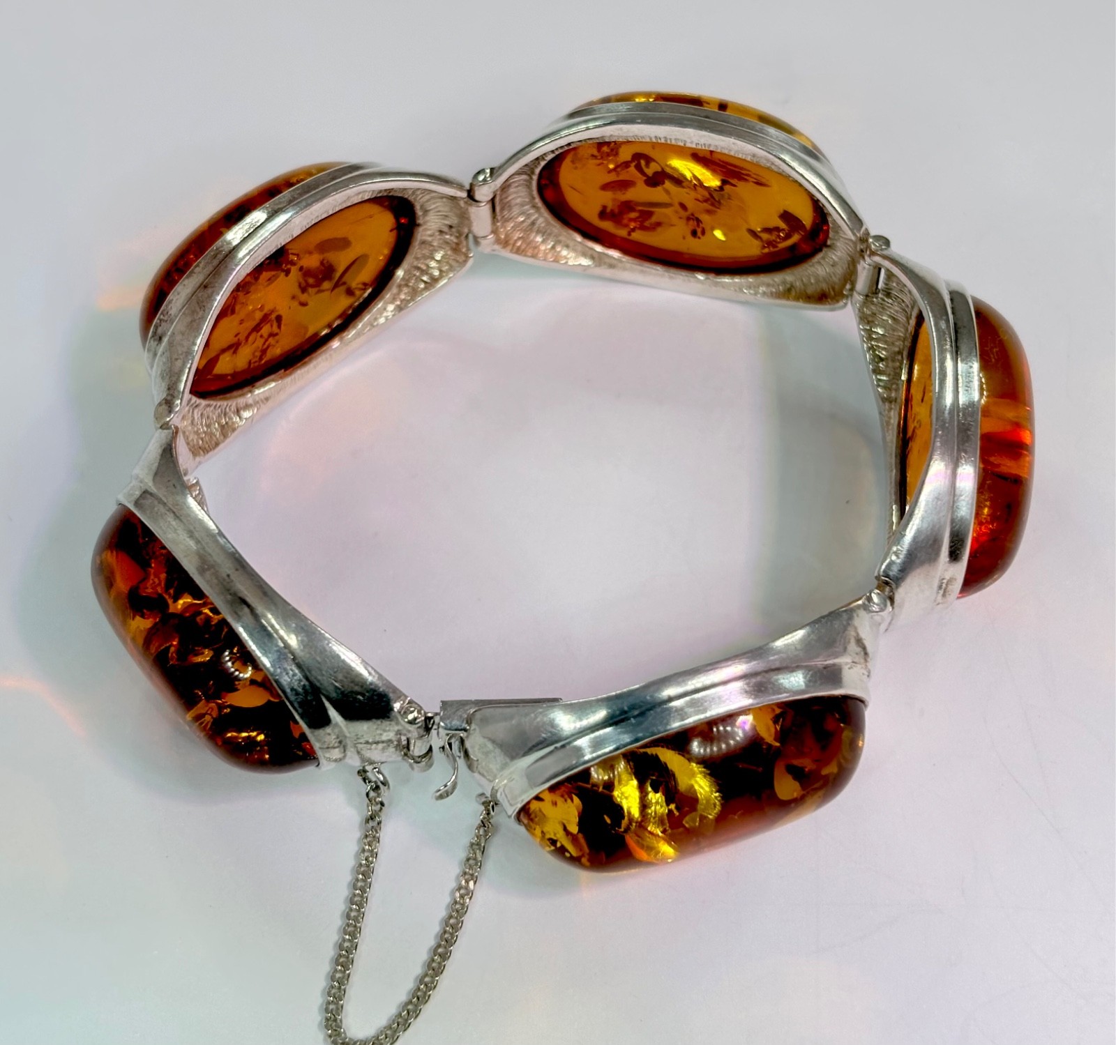 🔶 Excellent VTG Sterling Silver & Natural Amber 5 Piece Matching Set