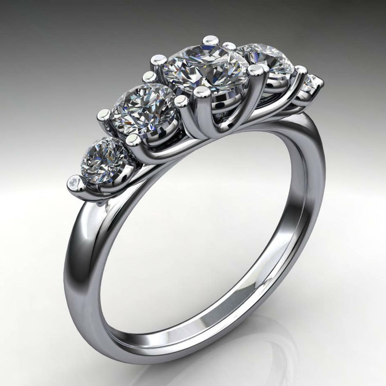 5 Stone Anniversary Wedding Ring Band 2ct Simulated Diamond White Gold Plated