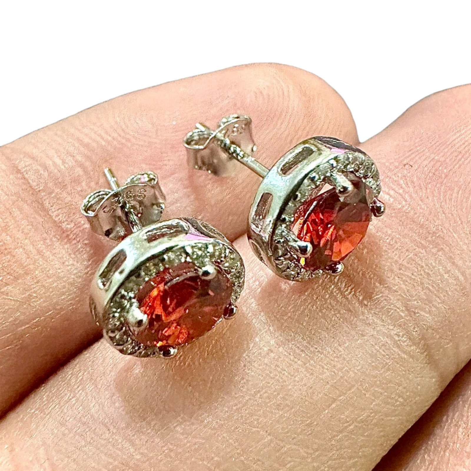 Ruby Earrings 925 Sterling Silver Stud for Women Lab Created Handmade Jewellery