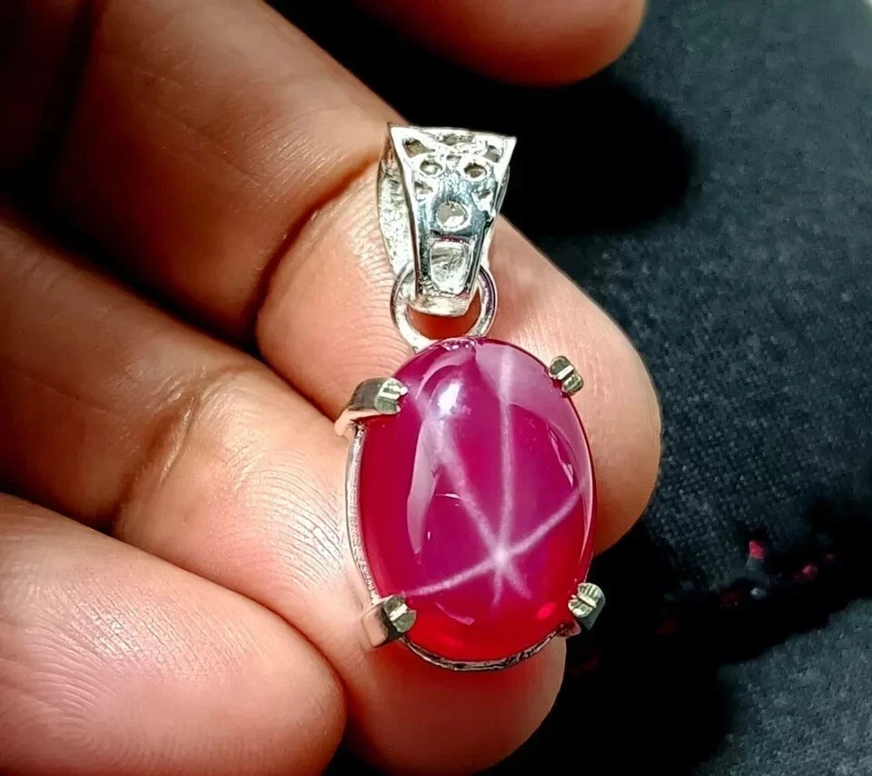 Natural Red Star Ruby 21 Ct Oval Cut Pendant AGL Certified Loose Gemstone