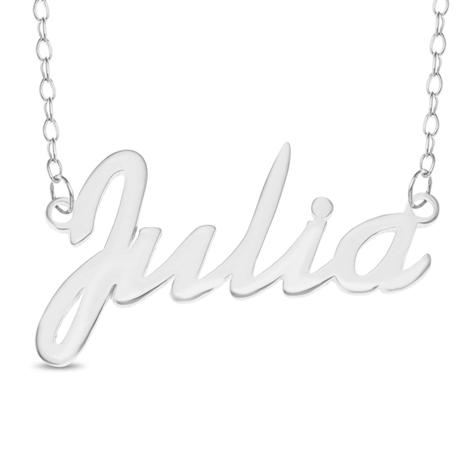 Julia Laser Cut 925 Sterling Silver Name Rolo Necklace – Personalized Custom