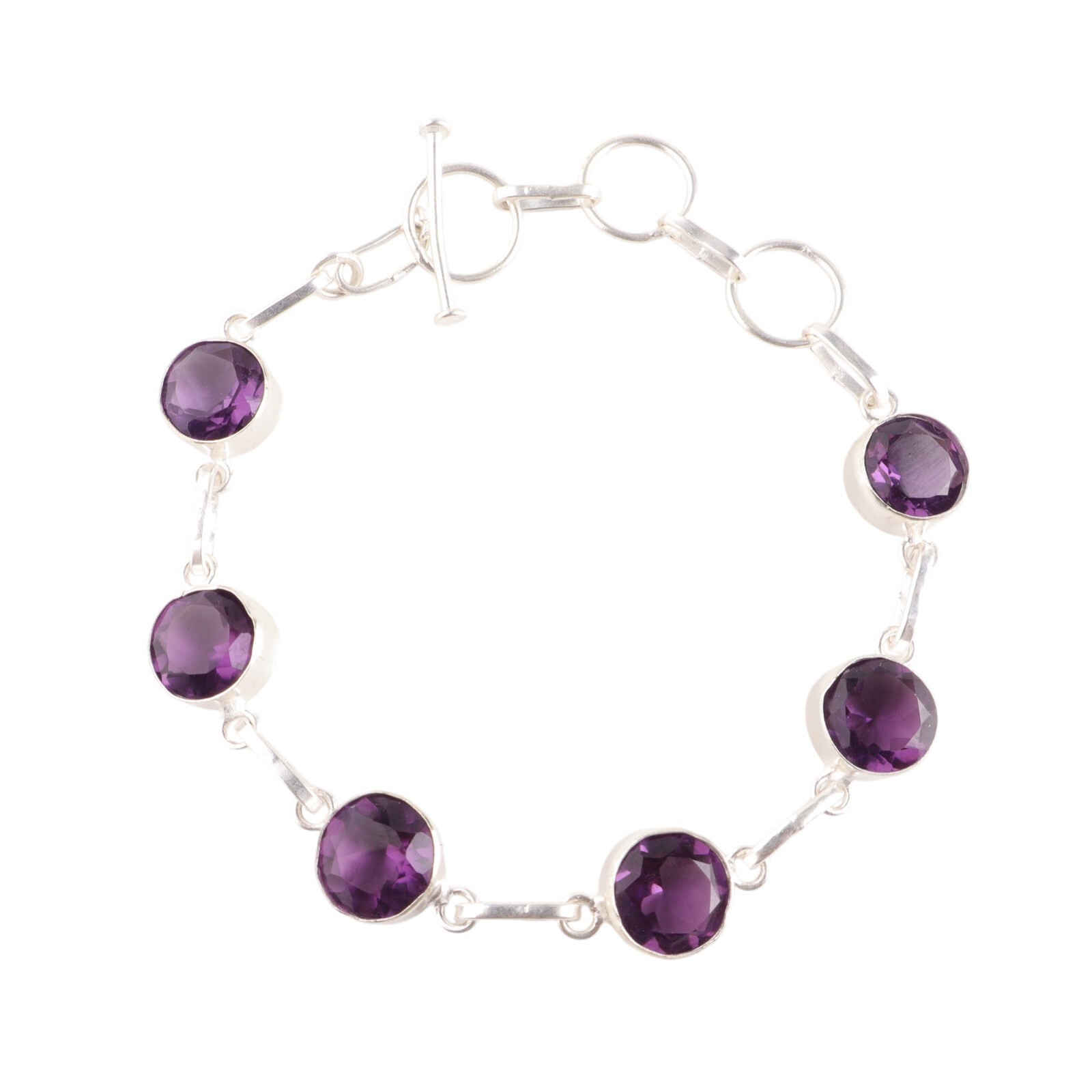 Amethyst Gemstone 925 Solid Silver Unique Jewelry Bracelet Gift For All Occasion