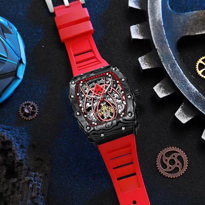 Barrel-shaped Fully Automatic Mechanical Luminous New Sports Fashion Mens Hollow
