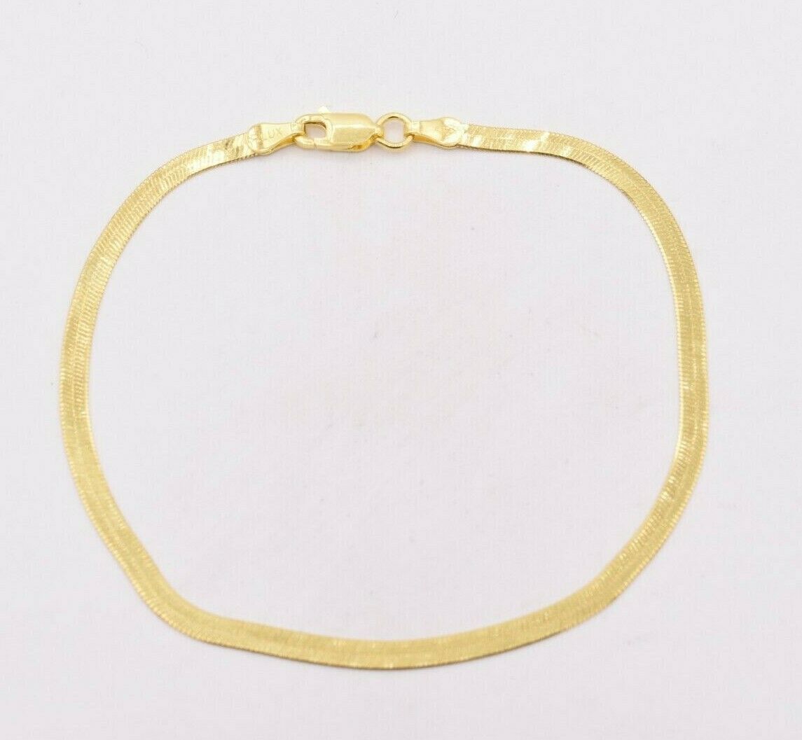 3.00mm Flexible Herringbone Bracelet Real 14K Yellow Gold Plated Silver 925