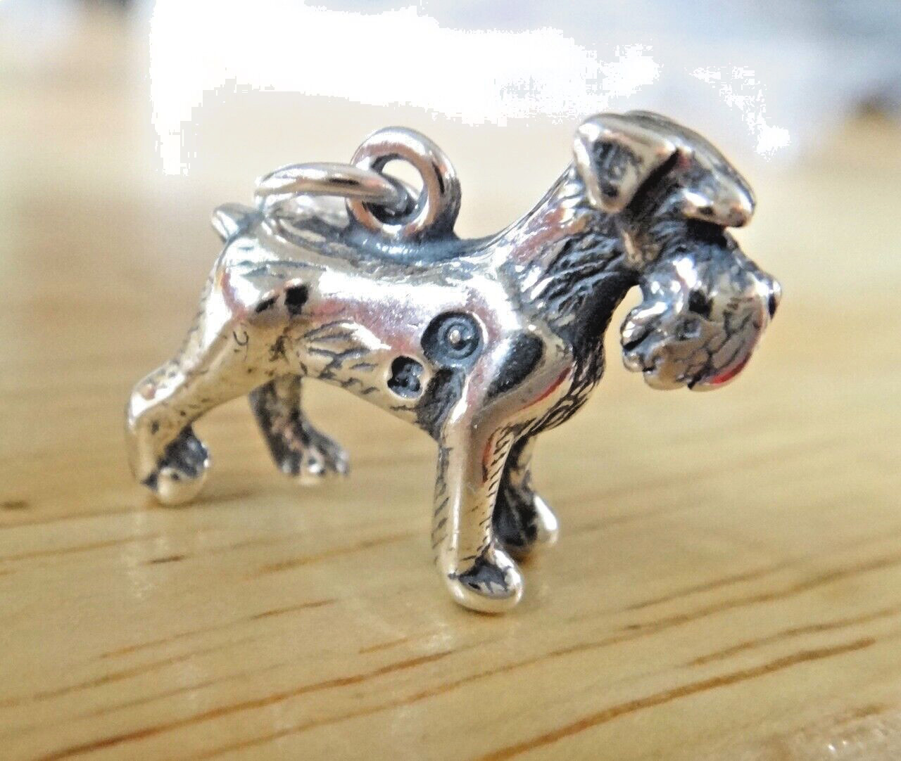 3D 18x14mm Heavy Schnauzer Dog Sterling Silver Charm