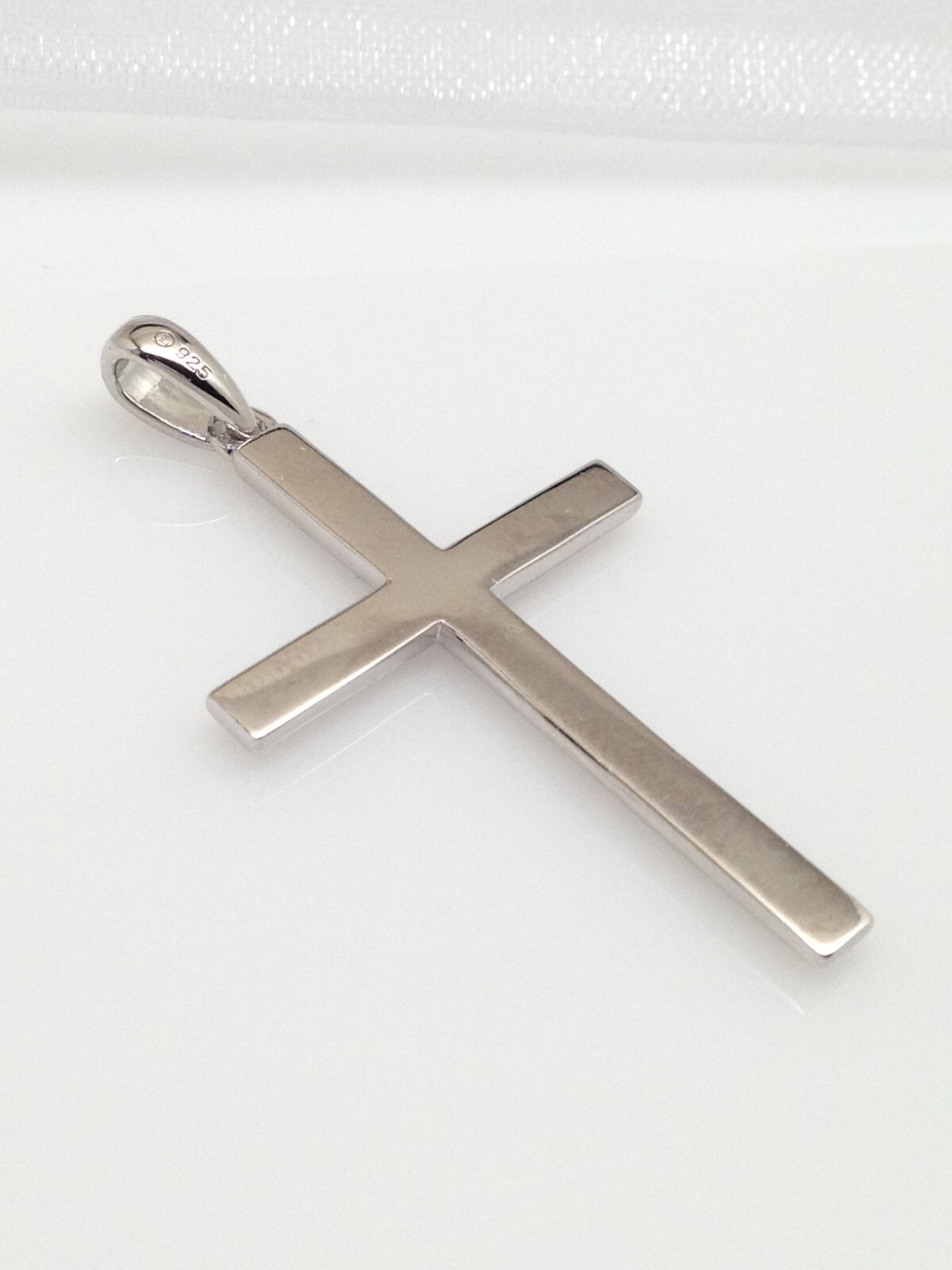 Men 925 Sterling Silver Plain Silver Cross Pendant 33mm(1.30″)/40mm(1.57″)