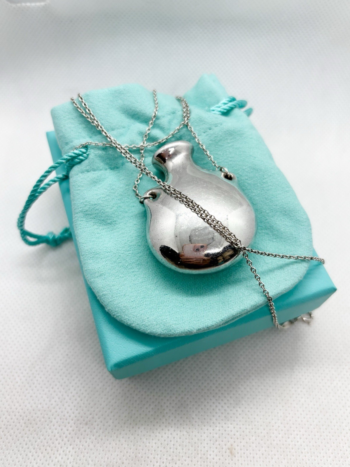 Tiffany & Co Elsa Peretti 925 Silver Perfume Bottle Pendant Necklace 32” 24.58g