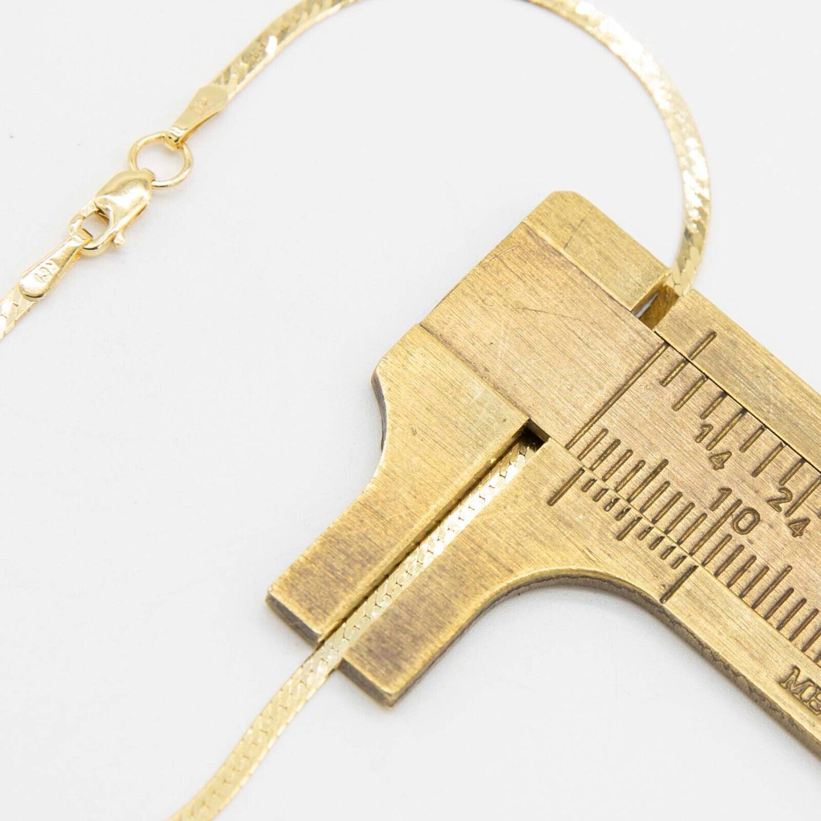 1.6mm Herringbone Chain Thin Bracelet 14K Real Yellow Gold