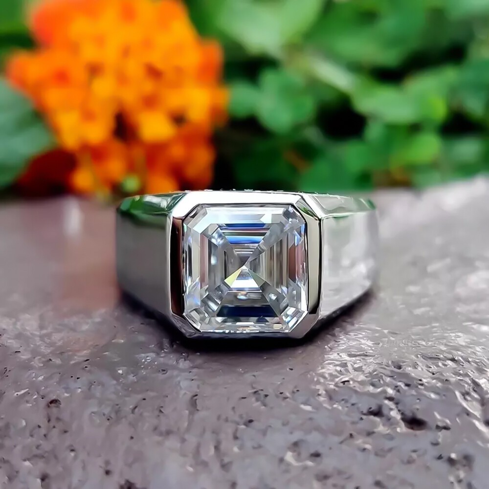 4.00 Ct Certified Asscher Cut White Diamond Solitaire Ring 925 Sterling Silver