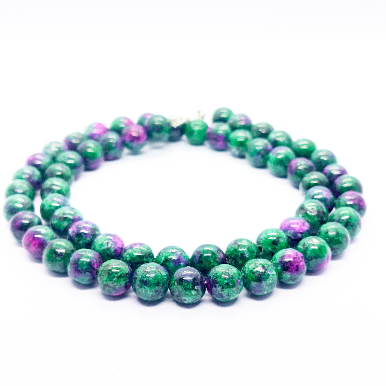 Ruby Zoisite Beaded Necklace, 8mm Round Necklace, Natural Ruby Zoisite Gemstone