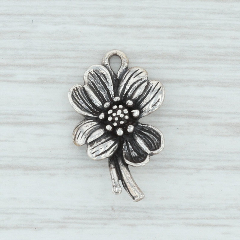 Dogwood Flower Charm Sterling Silver Floral Pendant Our State North Carolina