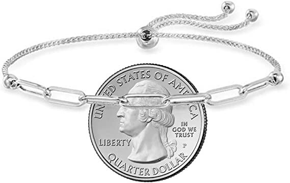 Italian 925 Sterling Silver Adjustable Paperclip Chain Bolo Bracelet For Women