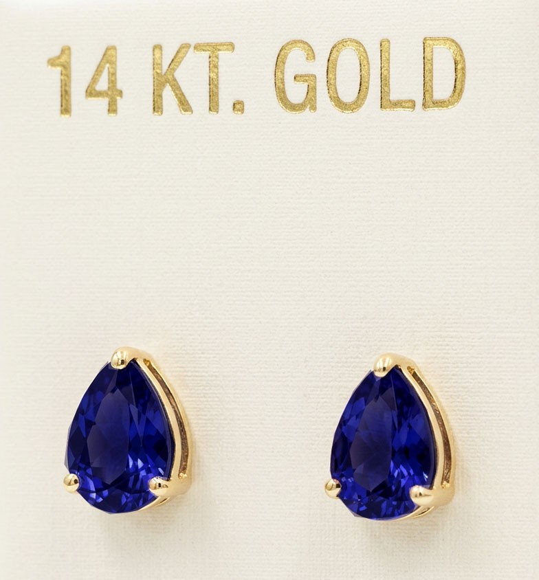 GENUINE 2.14 Cts BLUE SAPPHIRE STUD EARRINGS 14k GOLD – Free Appraisal Service