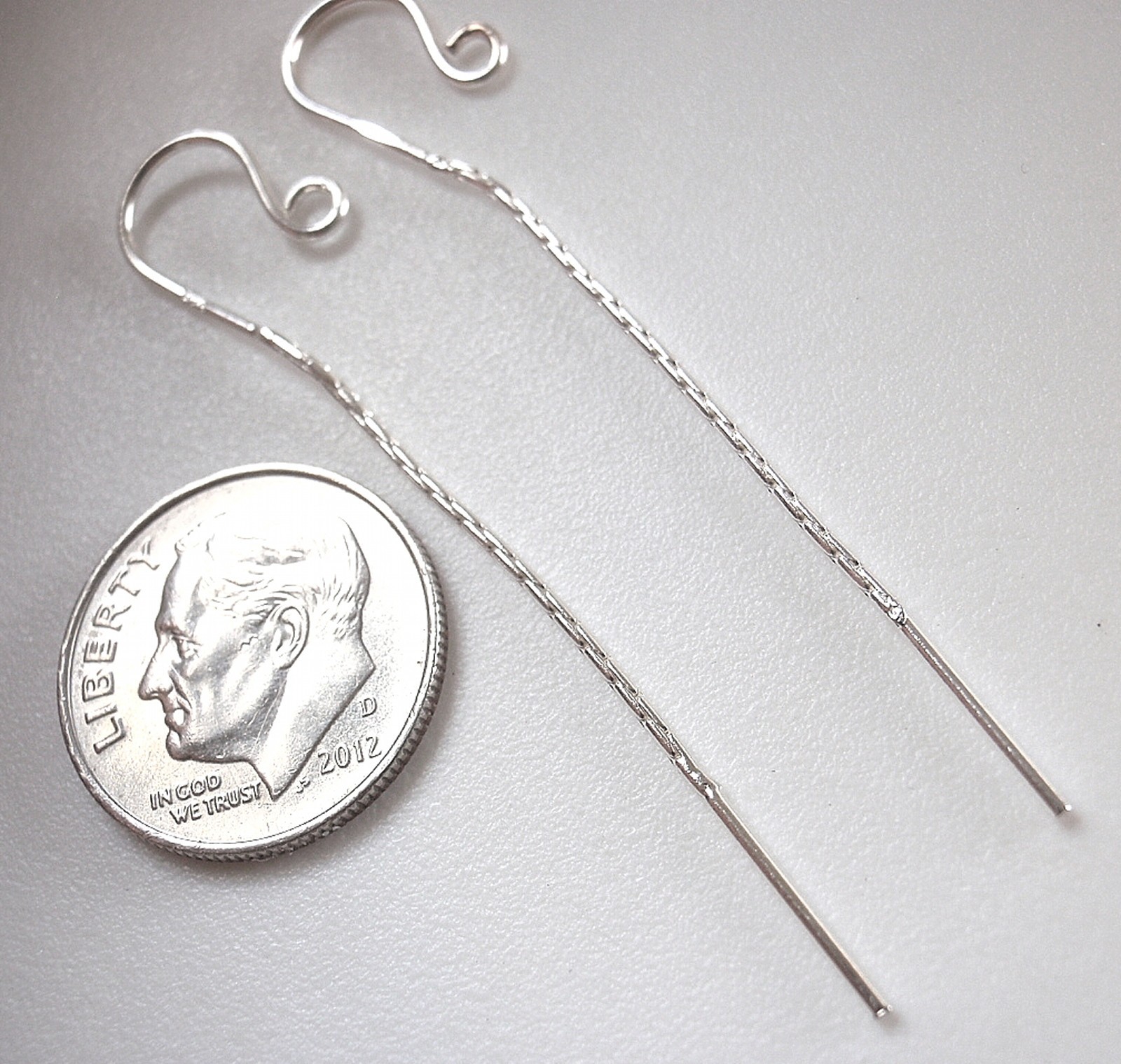 Minimalist 925 Silver Threader Earrings with Long Chain and Nice Dangle Action