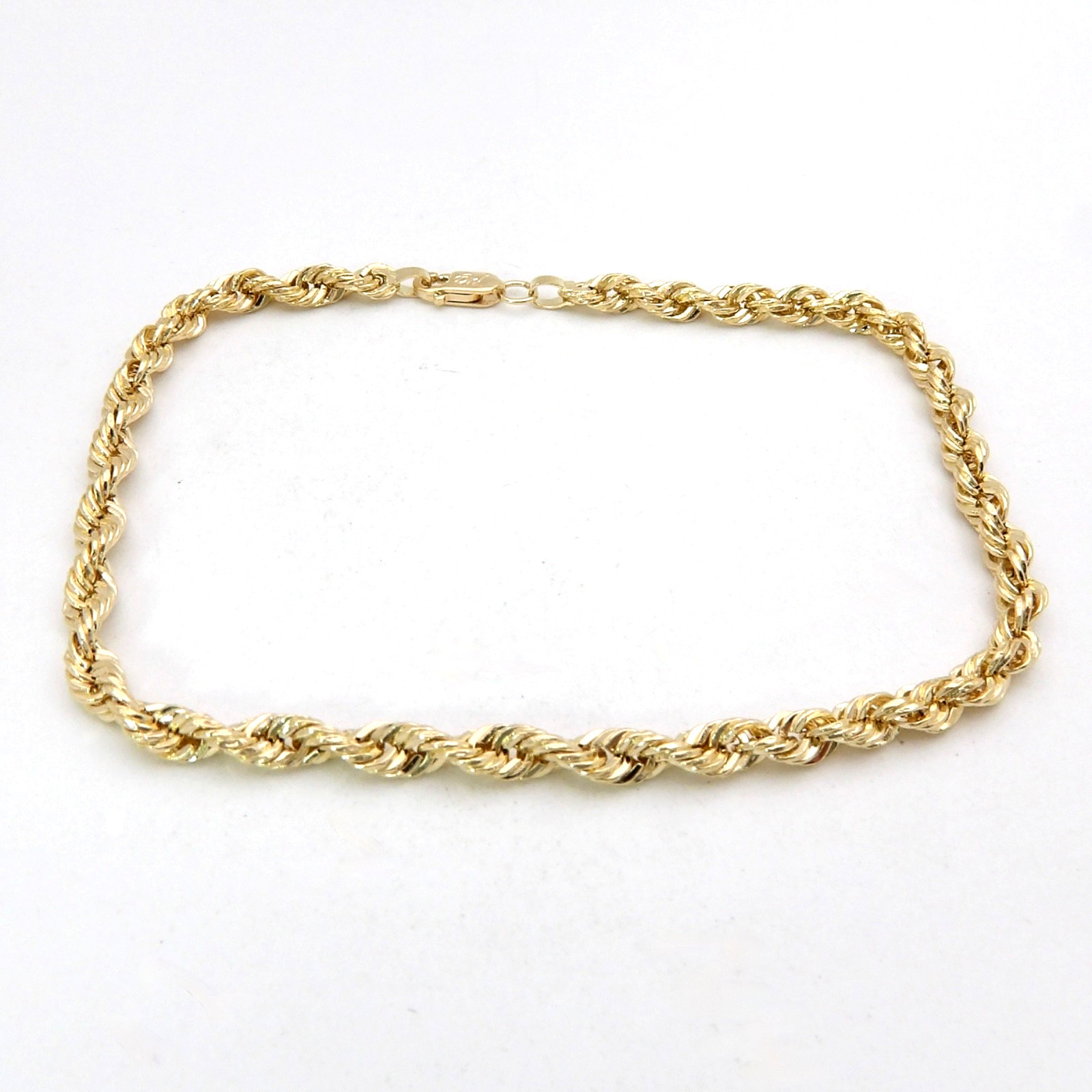 Solid 14k Gold Round Hollow Rope Link Chain Bracelet 8.5in Michael Anthony New