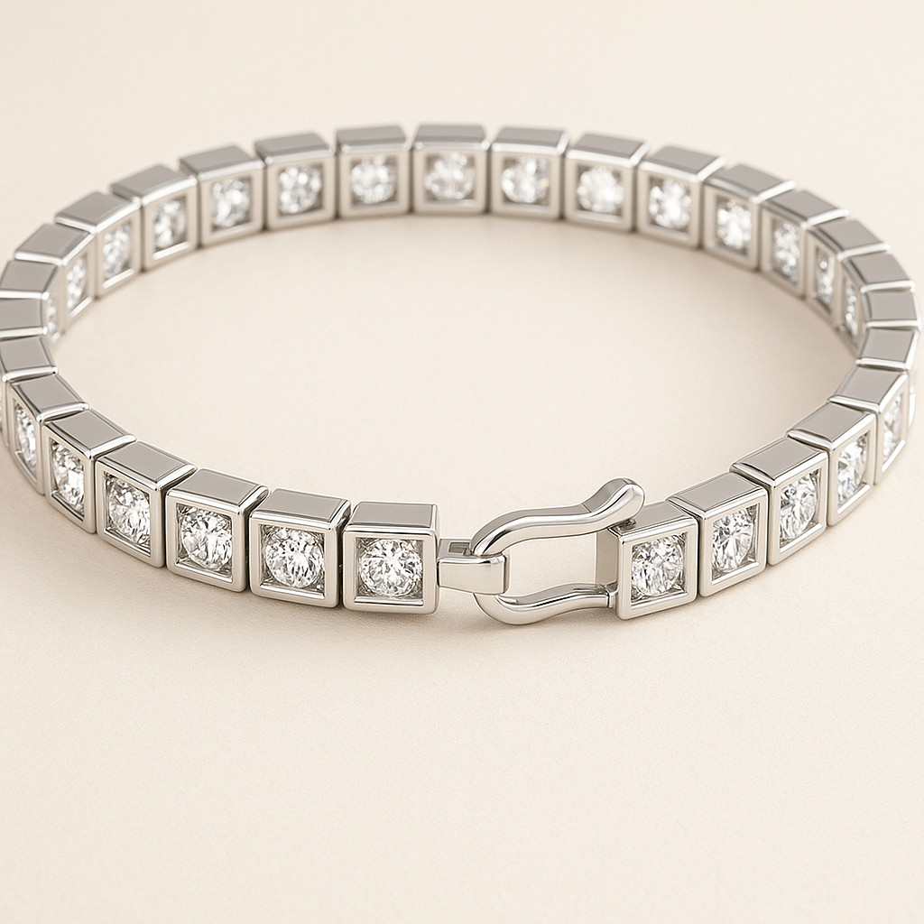 Certified 7.00 Ct Treated Natural Diamond Bracelet in 14K White Gold