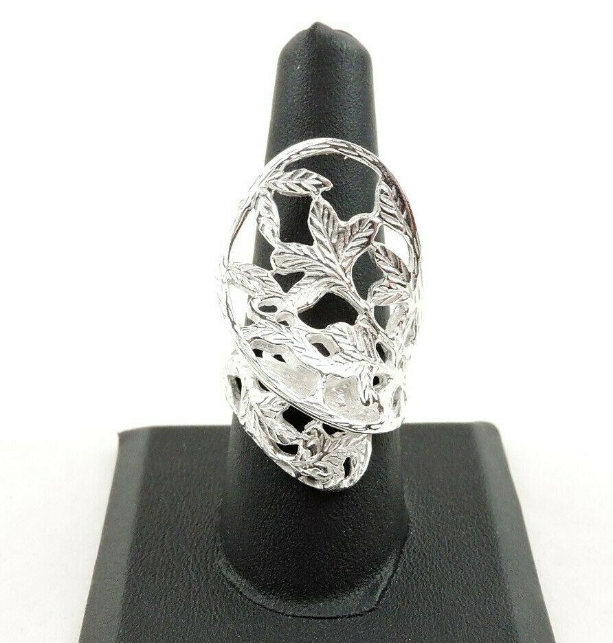 Sterling Silver Fixed Wrap Around Leaf Ring – Free Gift Packaging
