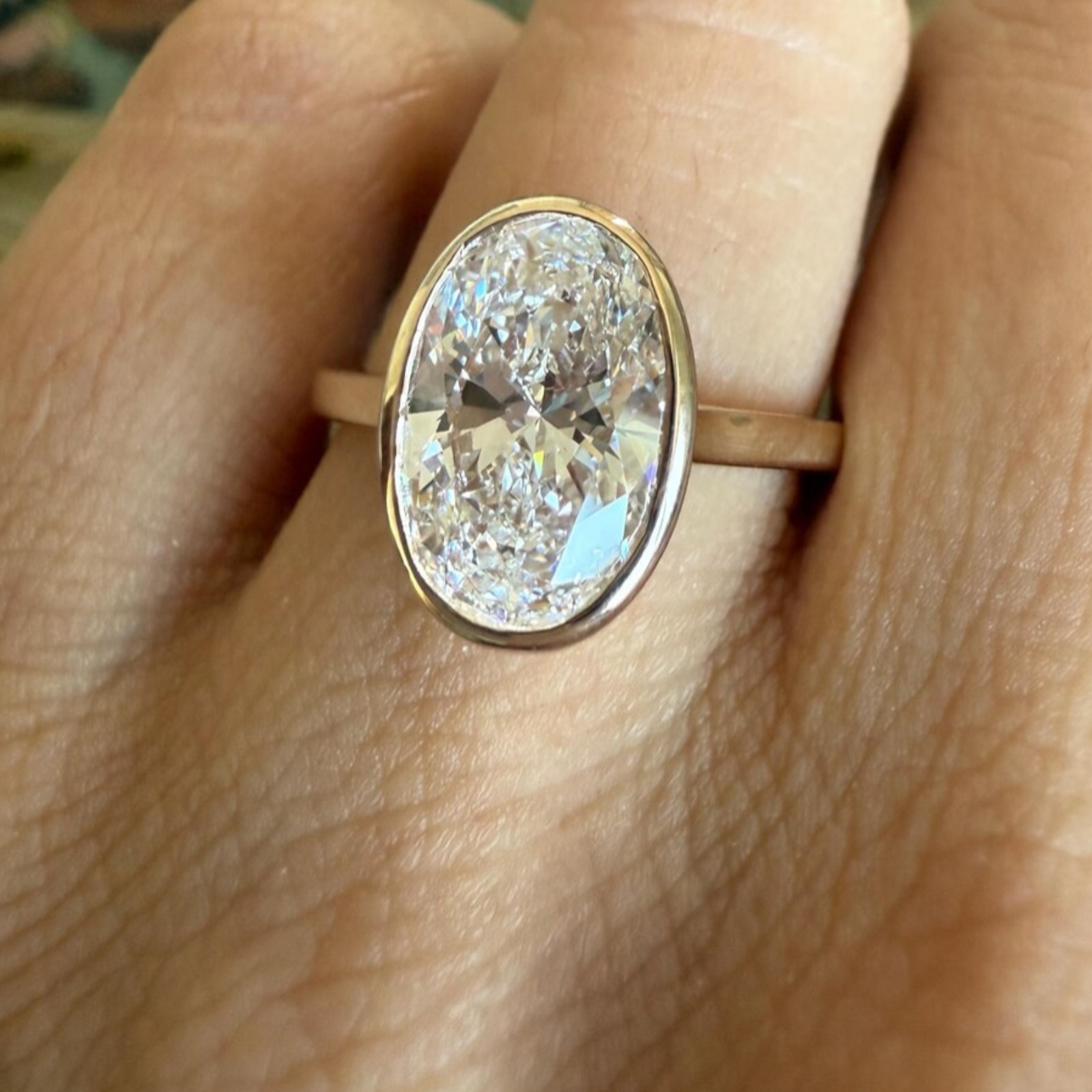 Diamond Wedding Ring IGI Certified Lab Created 5.00 Ct Oval Cut 14k Yellow Gold
