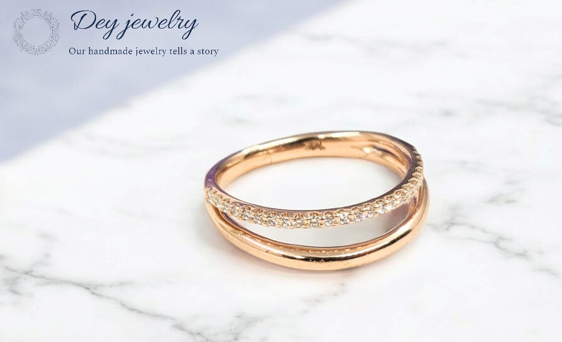 Band Ring 925 Silver Lab Created Moissanite Double Stack Weeding Ring for Gift