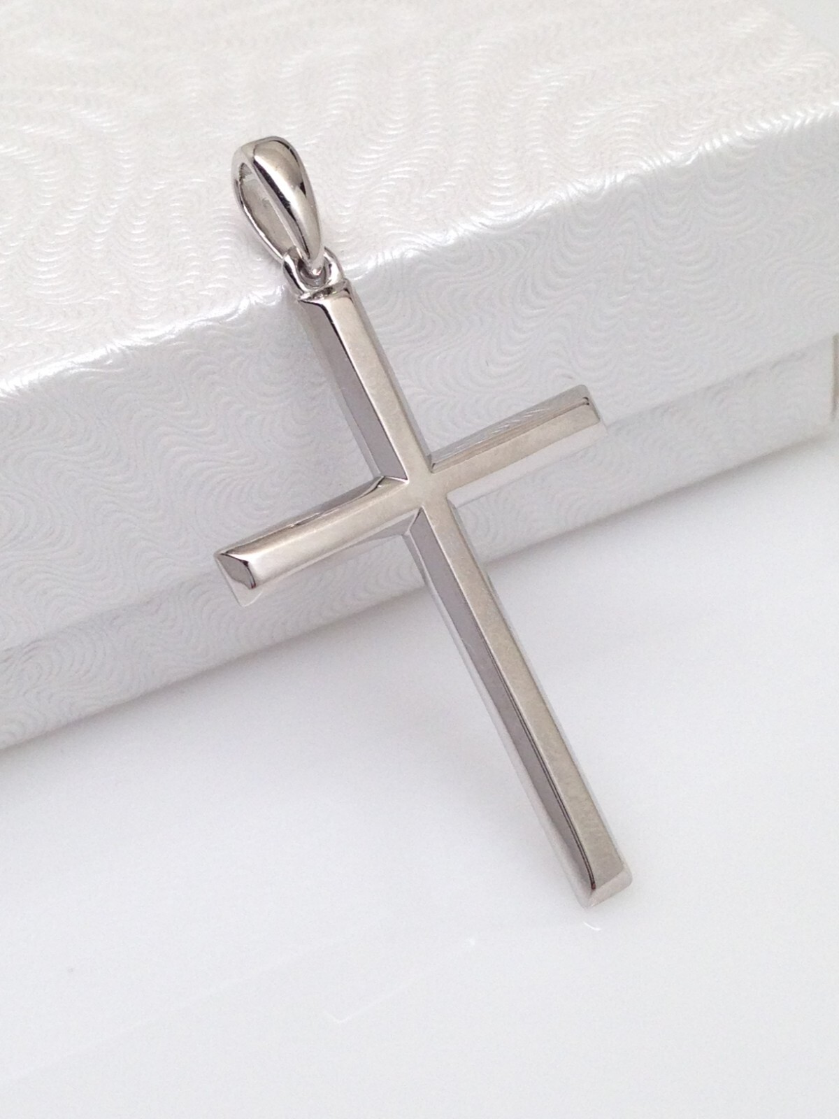 Men 925 Sterling Silver Plain Silver Cross Pendant 33mm(1.30″)/40mm(1.57″)