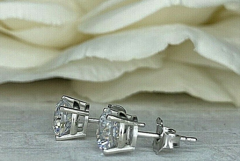 2.00 Ct Round Cut VVS1/D Lab Created Solitaire Stud Earrings 14k White Gold 7mm