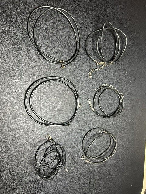 B4670 Lot of 6 Sterling Silver Leather / rubber Cord Necklace Set Mixed Styles