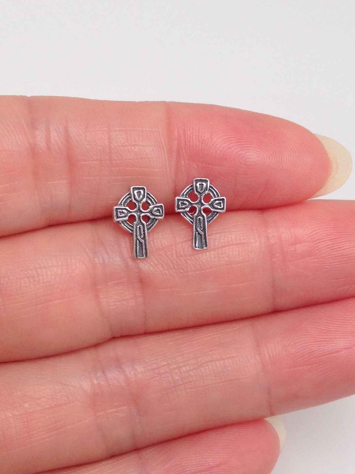 Celtic Cross Post Stud Earrings 925 Sterling Silver Small Stud 9mm(0.35″)