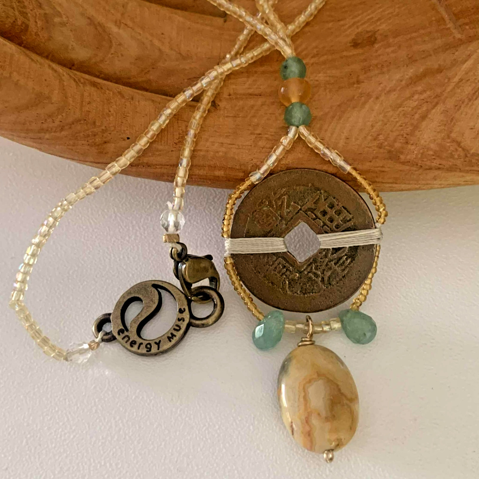 Energy Muse Exquisite Mini Beads “CRAZY LACE AGATE” Necklace 17″ BALANCE-HEALING