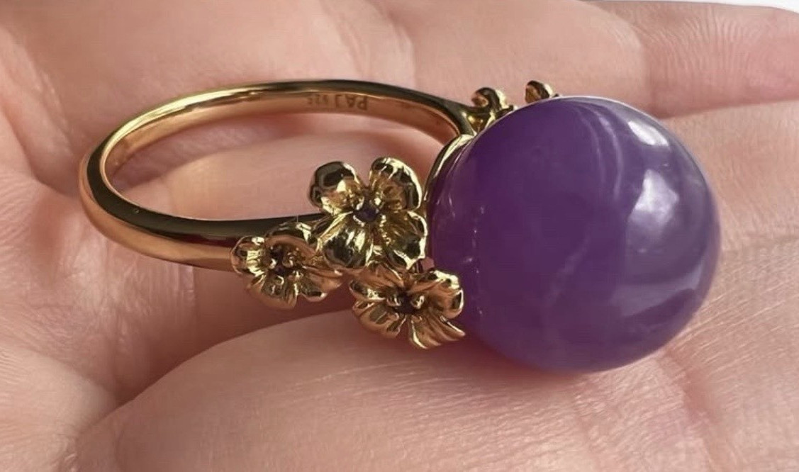 925 PAJ JOY Jade gold plated over 925 Sterling Silver Cocktail Ring Size 8!
