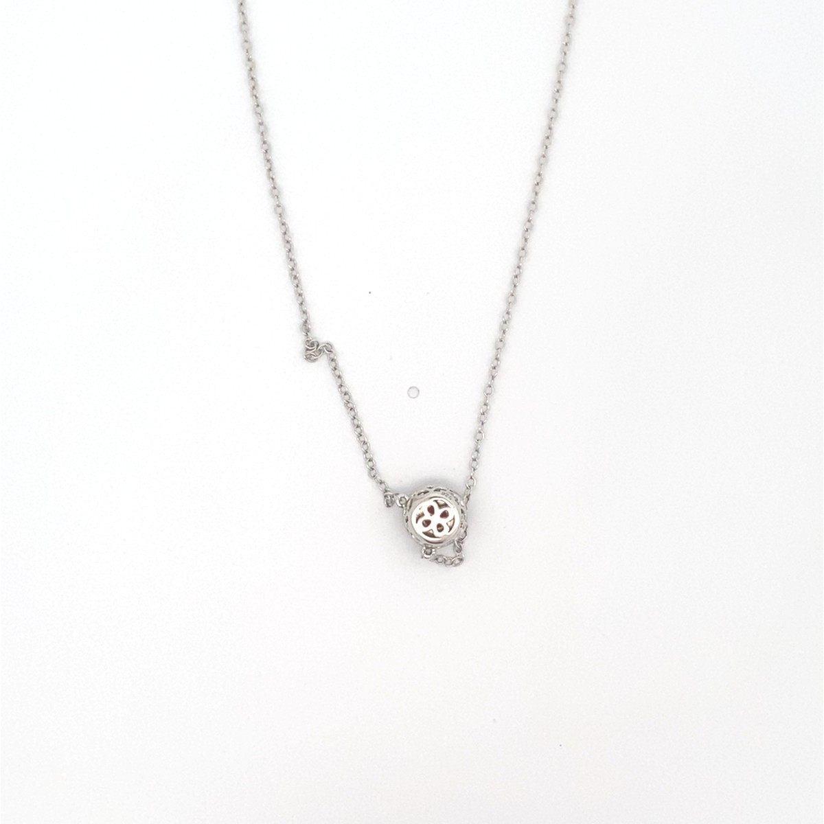 Sterling Silver CZ Red Stone Fixed Pendant Necklace – 18″ (C31031345)