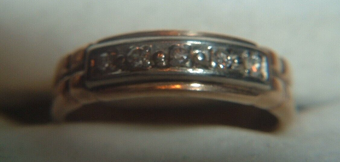 SOLID 14K YELLOW GOLD 5 1.5MM DIAMONDS VINTAGE ESTATE RING 5MM WIDE BAND SZ 6.5
