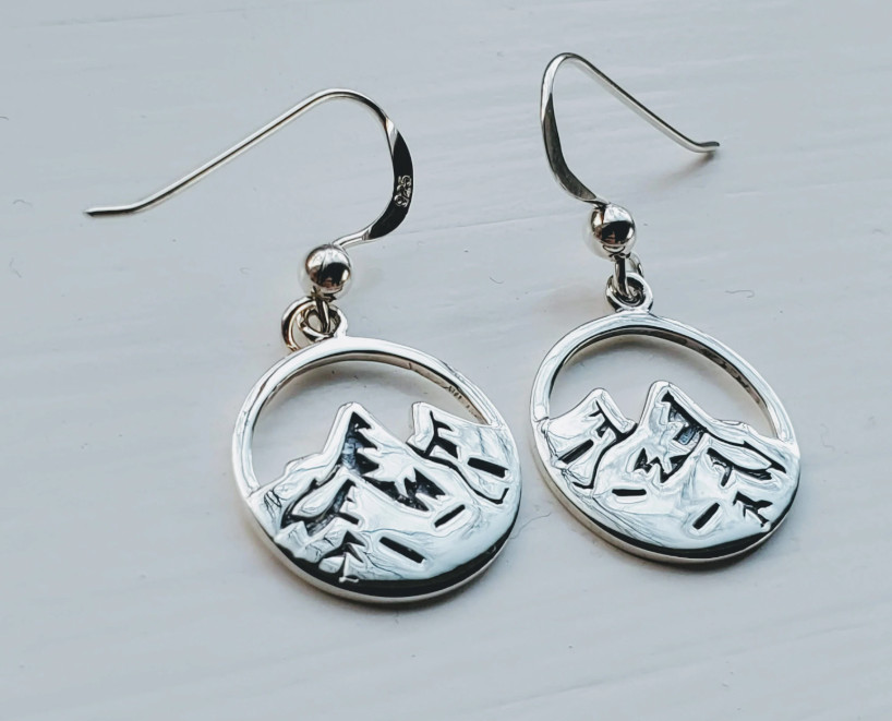 Mountain Sterling Silver Drop Earrings – 925 Silver Gift for Nature Lovers