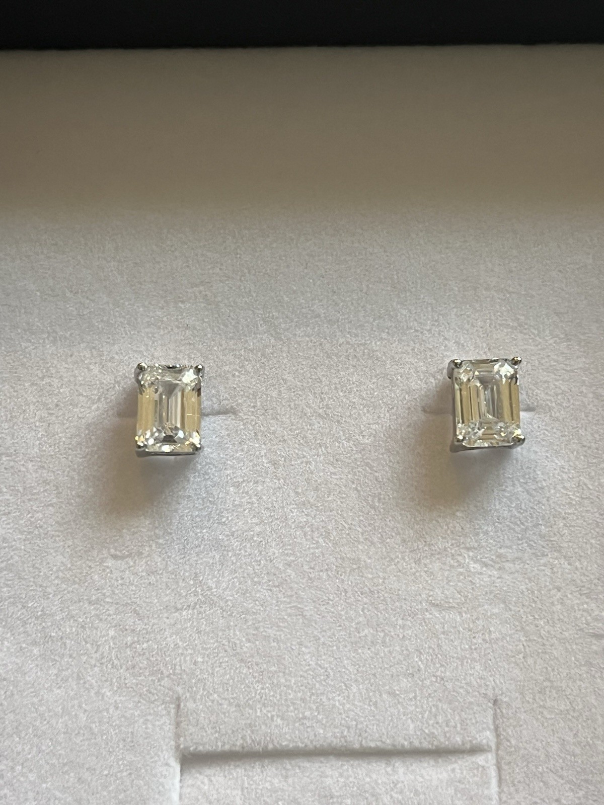 Sterling Silver Emerald Cut Moissanite Stud Earrings For Him/her