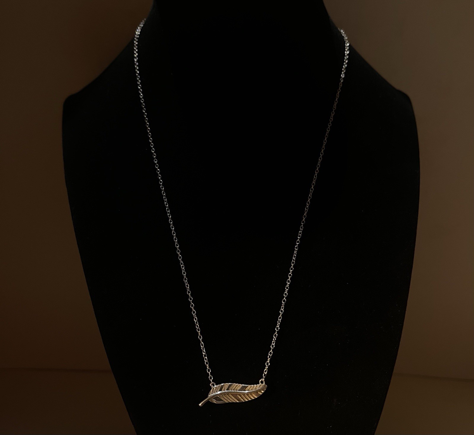925 Sterling Silver Fixed Feather Pendant 19” Chain – Signed “RJ”
