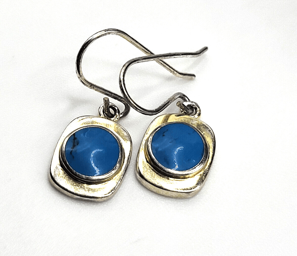 Sterling Silver Turquoise Howlite Drop Earrings 1in long 2.48g Signed SU