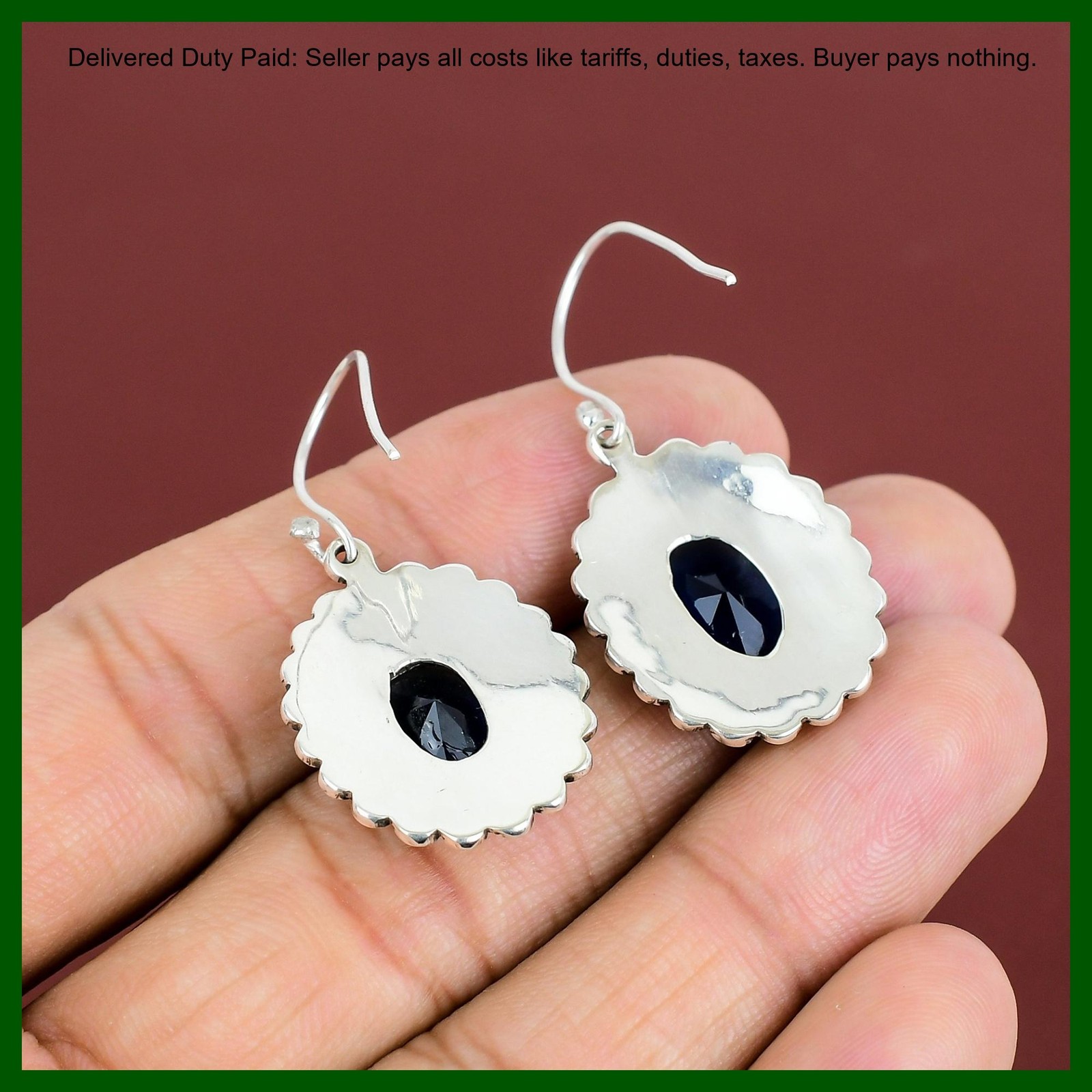 Natural Tanzanite Quartz Dangle Drop Bezel Trendy Hook New Earrings 925 Silver