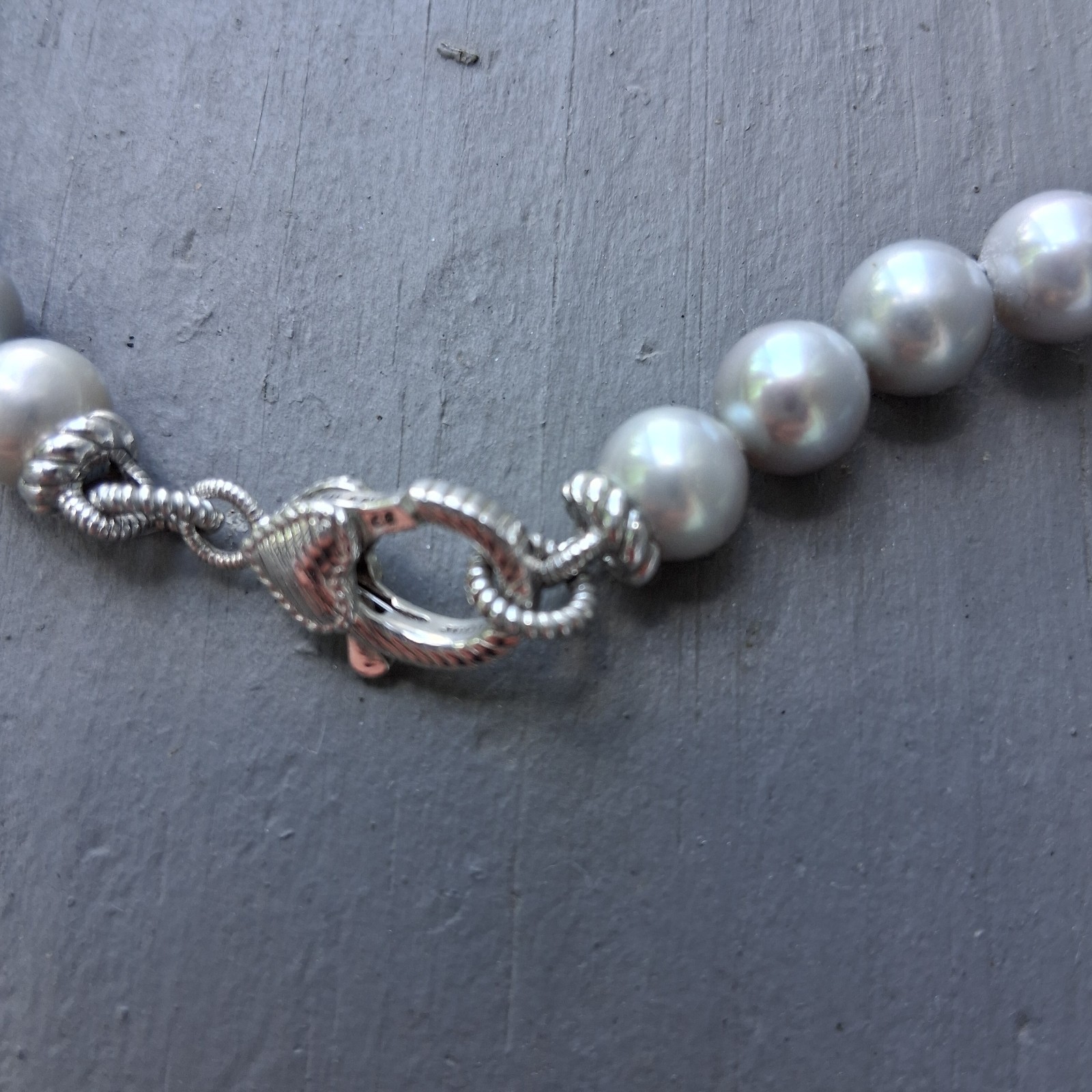 Judith Ripka Sterling Silver CZ Gray Pearl Necklace