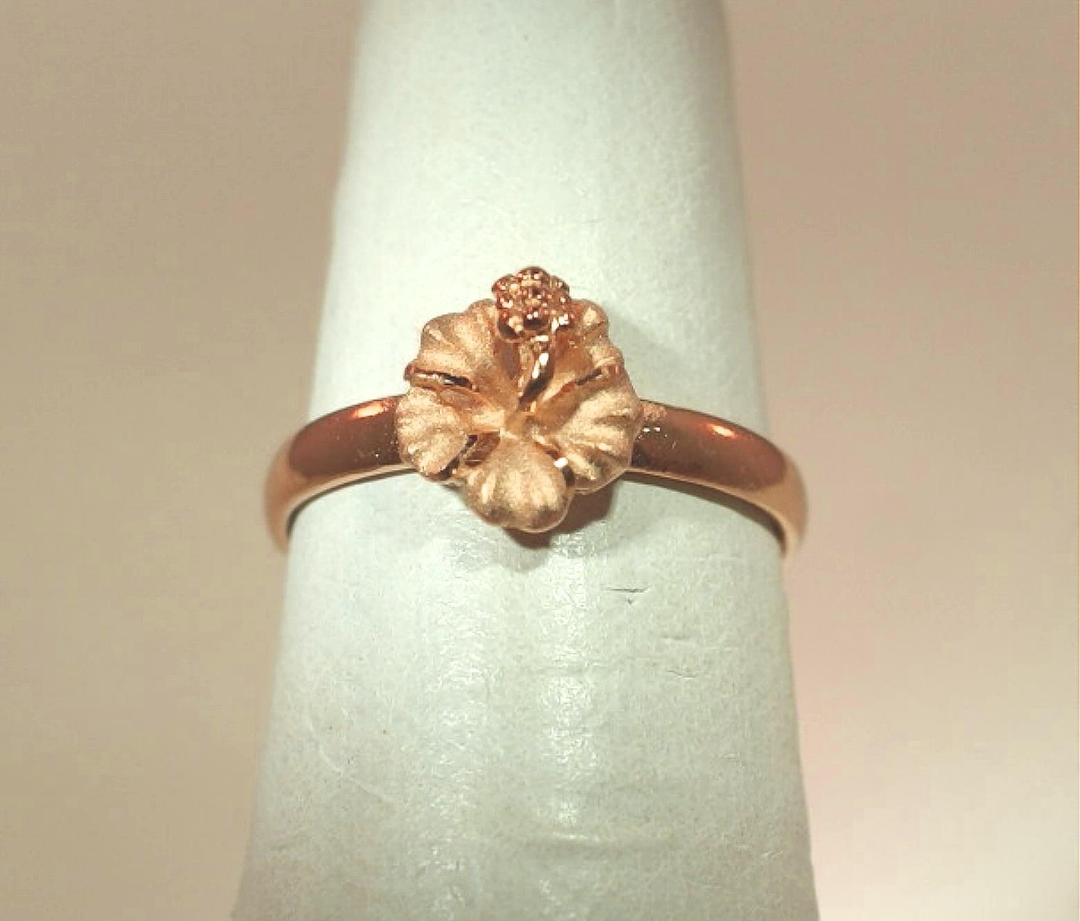 7MM ROSE GOLD PLATED 925 STER SILVER MATTED HAWAIIAN HIBISCUS FLOWER TOE RING