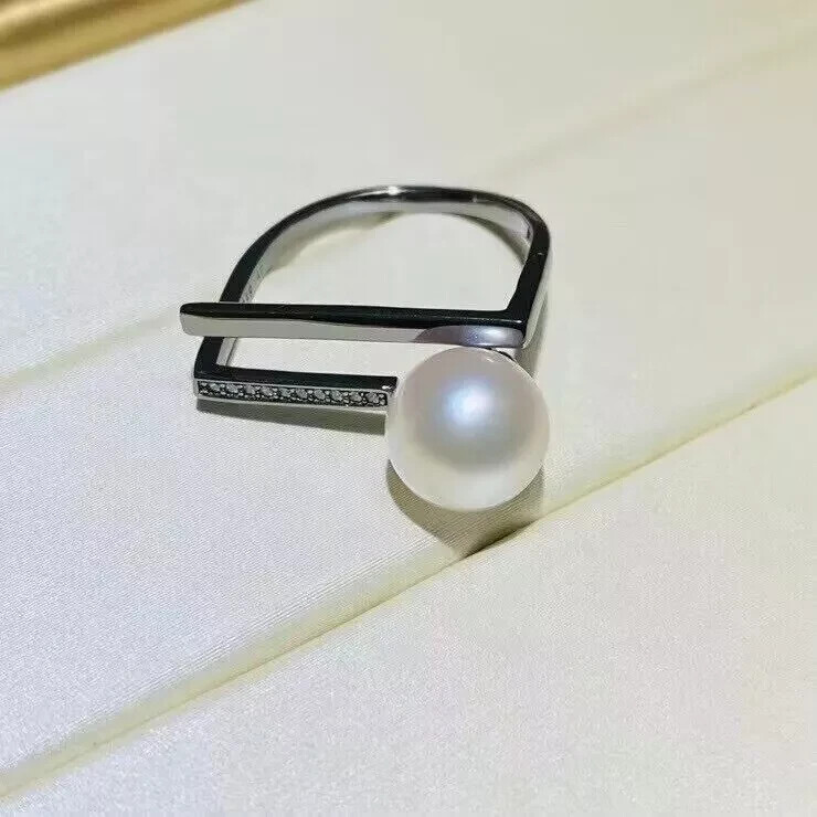 new AAAA 7-8mm natural south sea pearl ring 925S can adjust