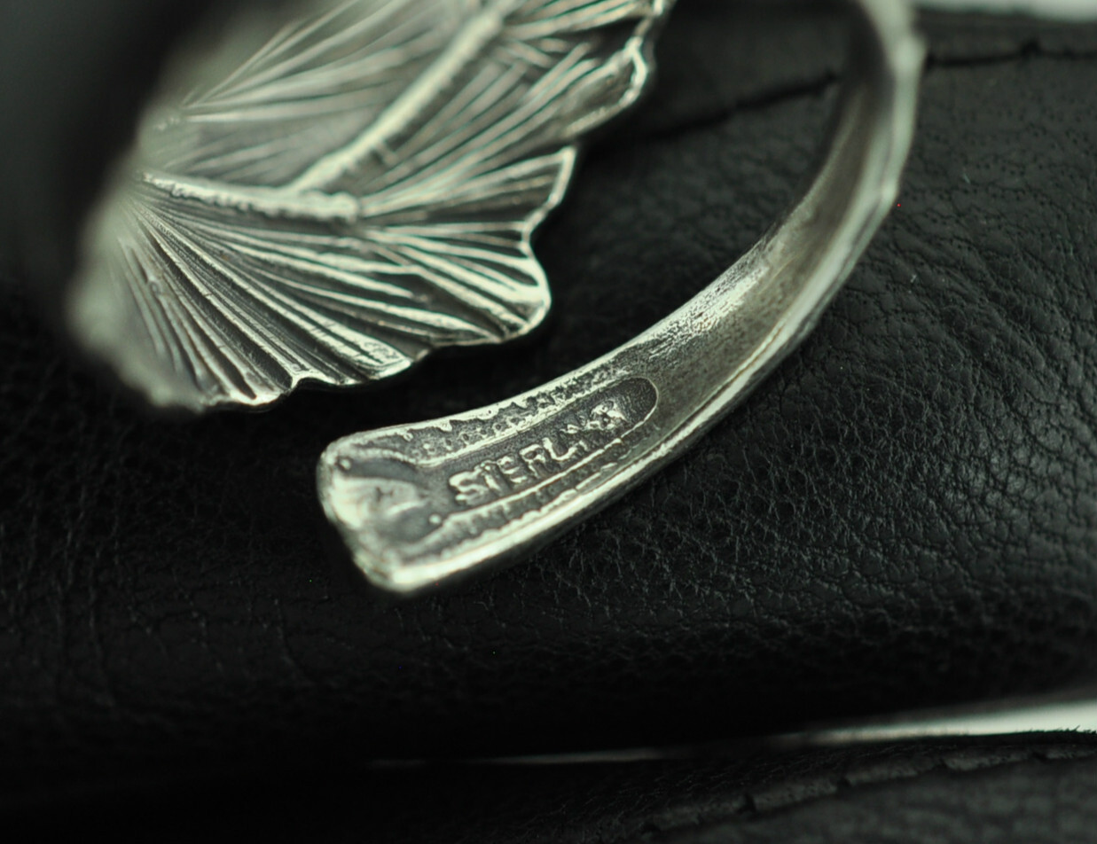 Solid 925 Sterling Silver Pine Cone Conifer Tree Adjustable Spoon Ring